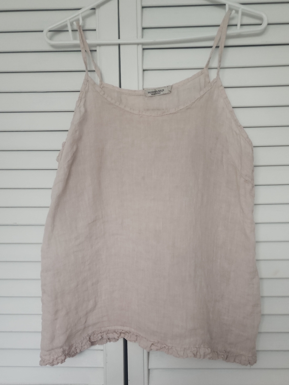 Valentina Linen Ruffle-Hem Cami in Pale Blush